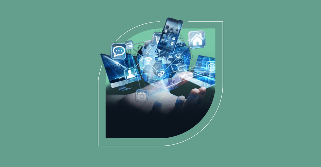 A hand presents a futuristic hologram with digital icons, illustrating ITSM's role in optimizing everyday technology solutions. - SysAid
