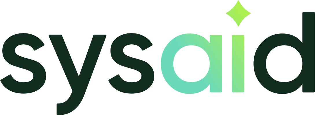 SysAid logo; showcases modern branding for ITSM solutions with a green gradient and diamond-shaped accent above the "i". - SysAid