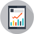 Icon of a bar chart with an upward arrow, symbolizing ITSM-driven growth and efficiency enhancement through SysAid solutions. - SysAid