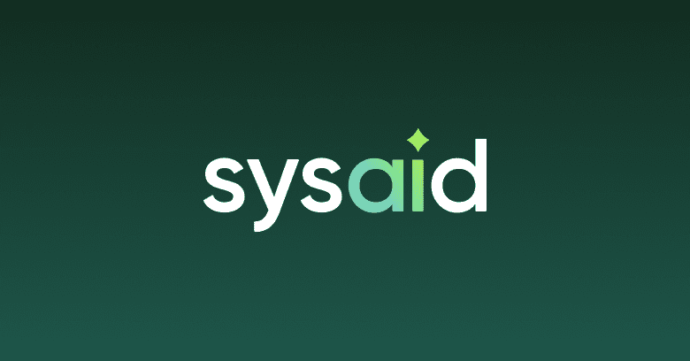 SysAid logo with green gradient "aid" and diamond, symbolizing leading ITSM solutions on a dark green background. - SysAid