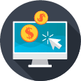 Computer monitor with arrow and coins, symbolizing SysAid's role in ITSM to enhance efficiency and cost-effectiveness. - SysAid